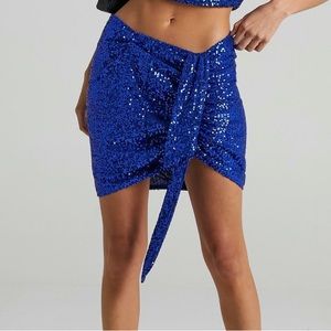 NWT sequin blue lioness skirt